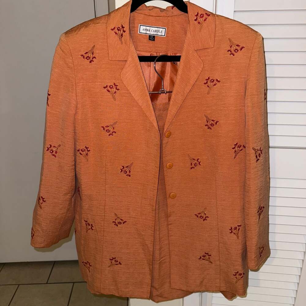 Anna Carole Silk Blend Blazer Jacket And Skirt Suit